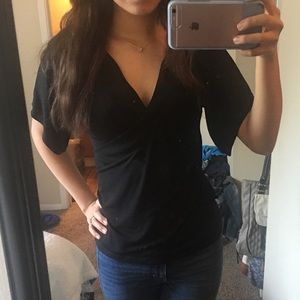silky black blouse
